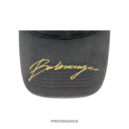 🔴 Balenciaga Embroidered Script Logo Cap - Washed Black