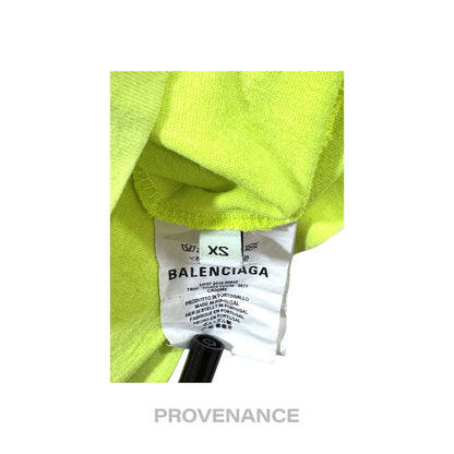🔴 Balenciaga WFP Logo T-Shirt - Neon Yellow Blue XS