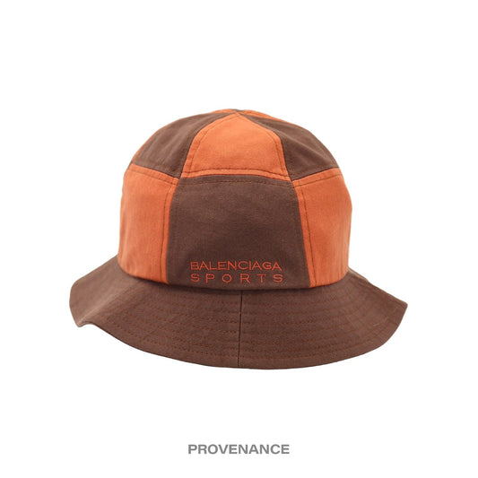 🔴 Balenciaga Sports Bucket Hat - Brown Orange Patchwork