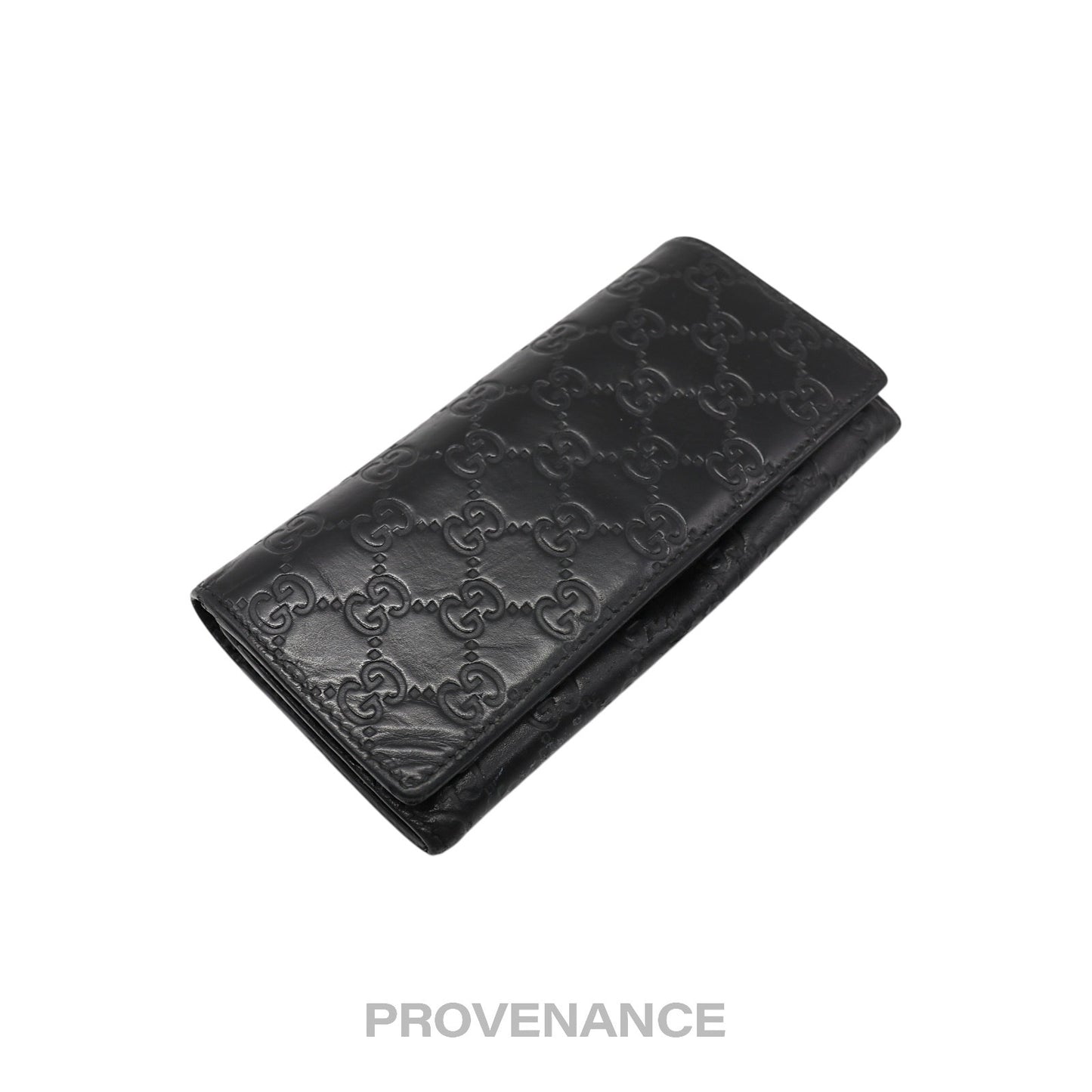 🔴 Gucci Long Wallet - Black Guccissima Leather