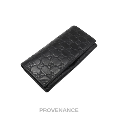 🔴 Gucci Long Wallet - Black Guccissima Leather
