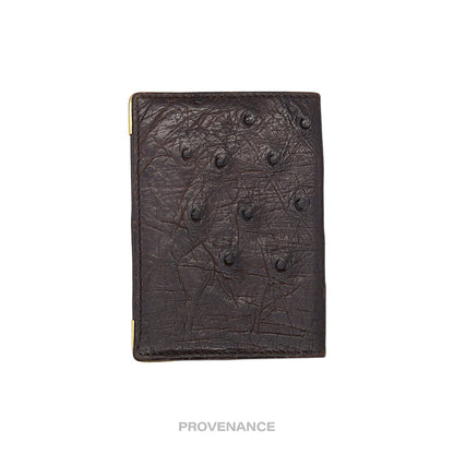 🔴 Gucci Pocket Organizer Wallet - Chocolate Ostrich Leather