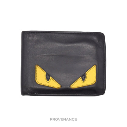 🔴 Fendi Monster Eyes Bifold Wallet - Red Black Leather