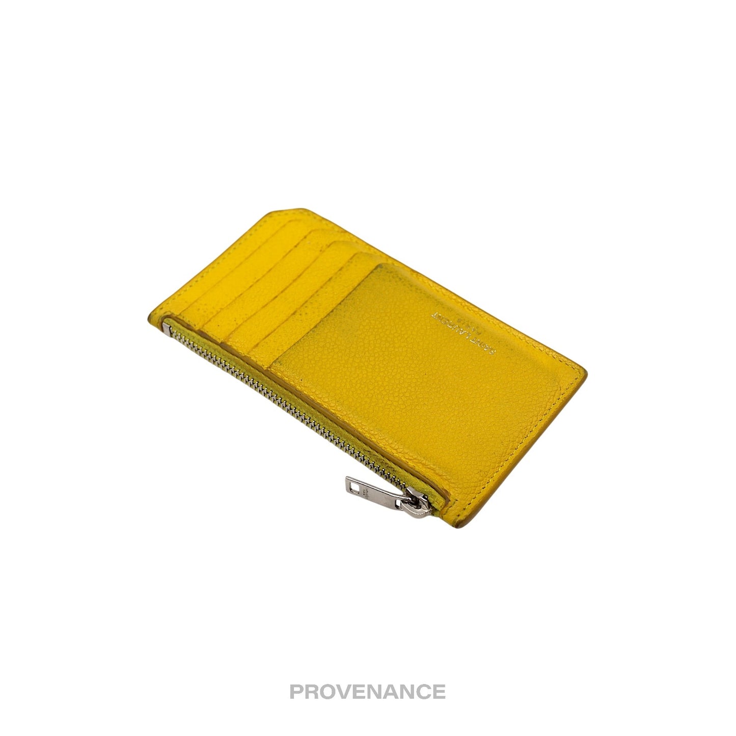🔴 Saint Laurent Paris SLP Fragment Zip Card Wallet - Yellow