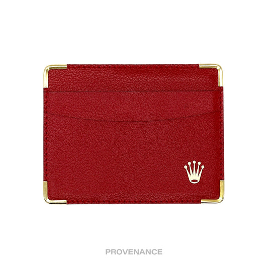 🔴 Rolex Card Holder Wallet - Red Leather