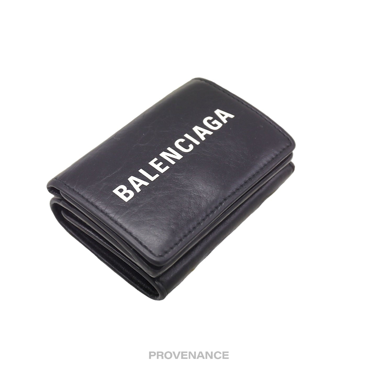 🔴 Balenciaga Logo Trifold Wallet - Black White