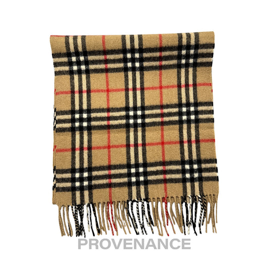 🔴 Vintage Burberrys Scarf Nova Check 100% Cashmere Camel