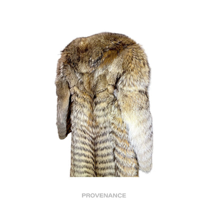 🔴 Coyote Full-Length Fur Coat - Brown Herringbone