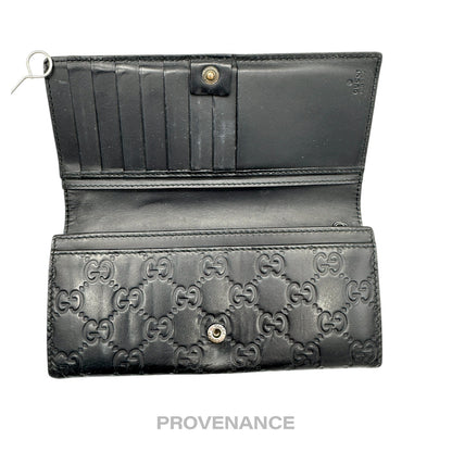 🔴 Gucci Long Wallet - Black Guccissima Leather
