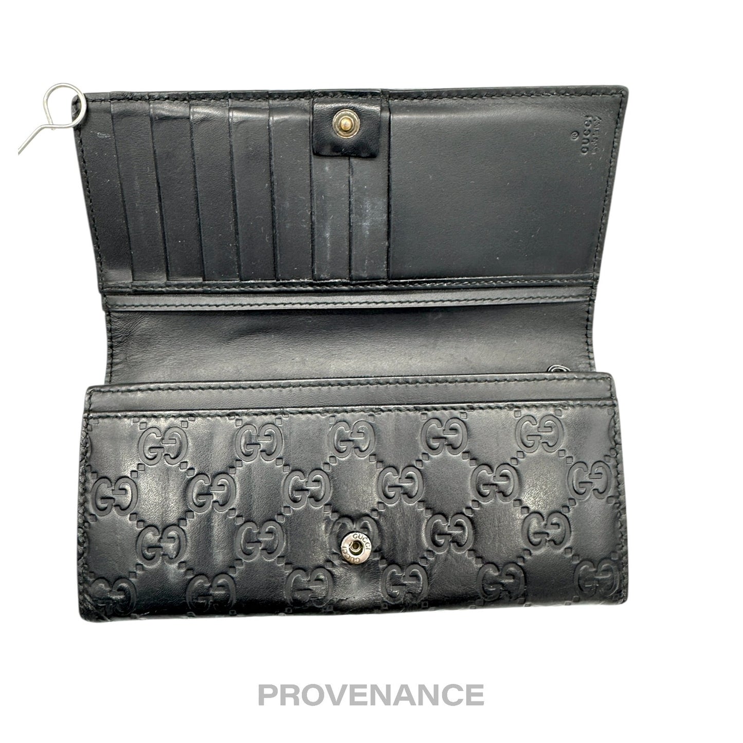 🔴 Gucci Long Wallet - Black Guccissima Leather