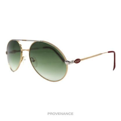 🔴 Bugatti Vintage 64319 Sunglasses - Gold/Green