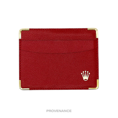 🔴 Rolex Card Holder Wallet - Red Leather