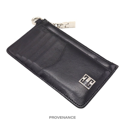 🔴 Givenchy 4G Logo Zip Card Holder Wallet - Black Leather