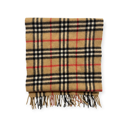 🔴 Vintage Burberrys Scarf Nova Check 100% Cashmere Camel