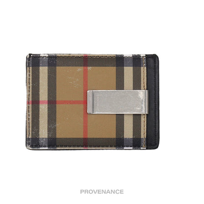 🔴 Burberry Money Clip Card Wallet - Nova Check Black