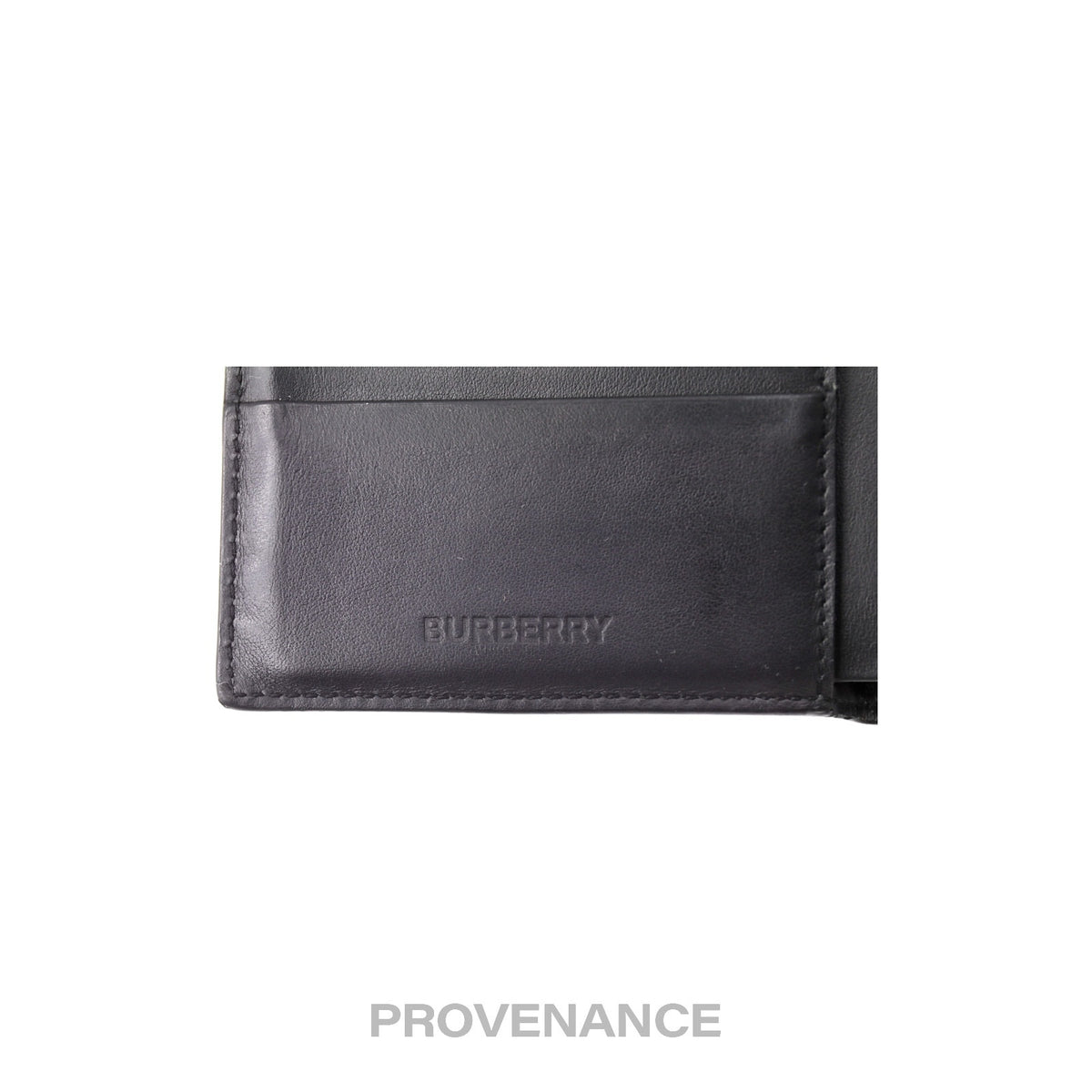🔴 Burberry Address Logo Bifold Wallet - Black Leather