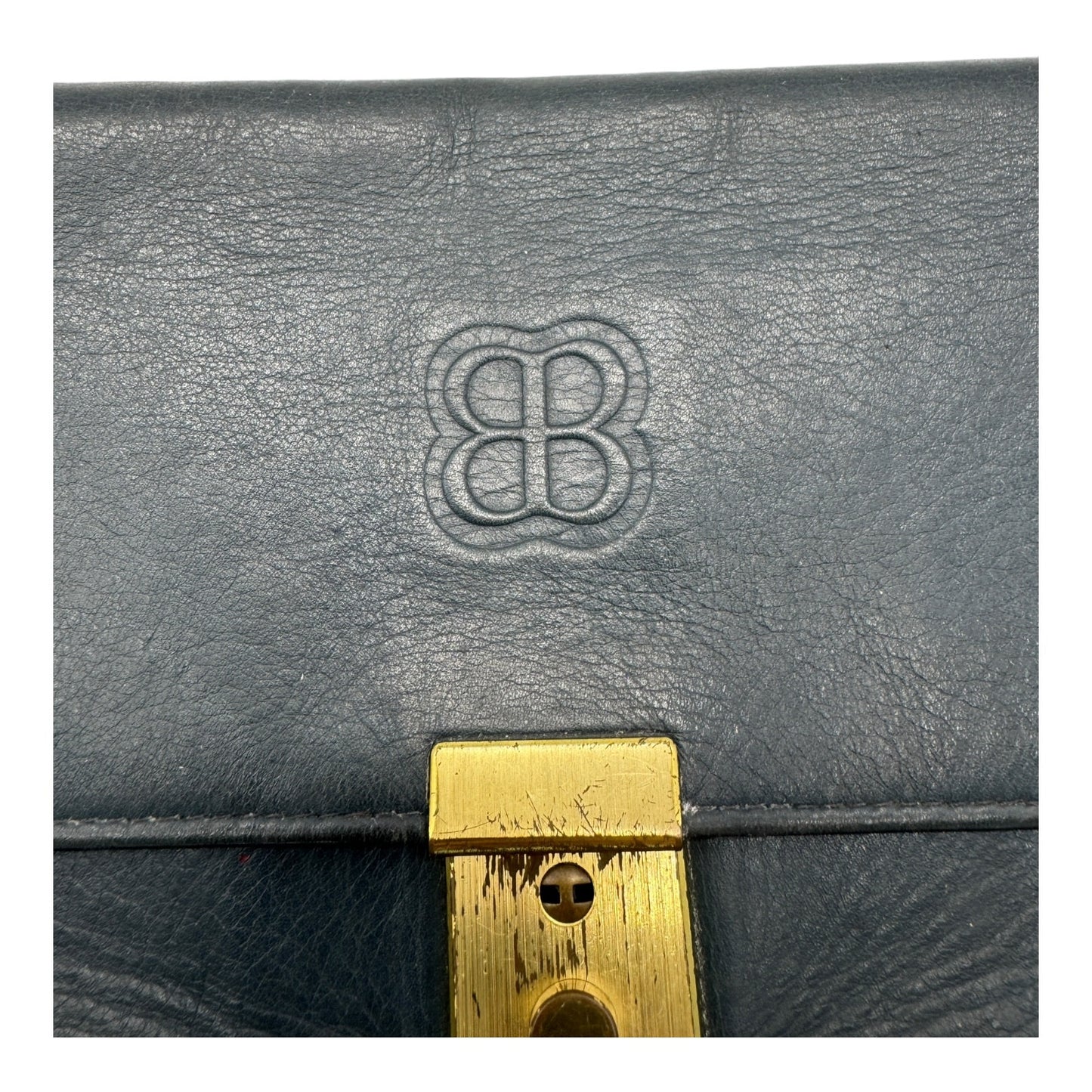 🔴 Balenciaga BB Logo Clutch Bag - Navy Leather