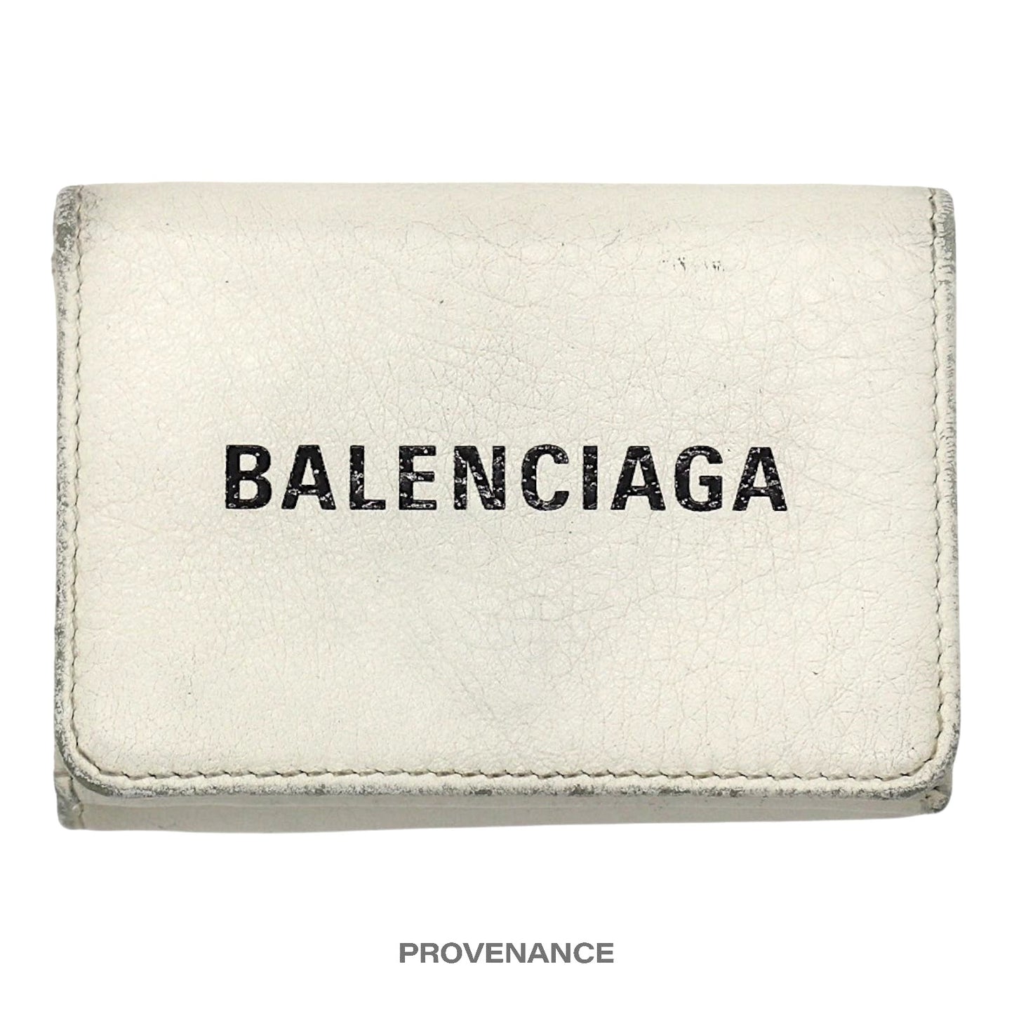 🔴 Balenciaga Logo Print Trifold Wallet - White