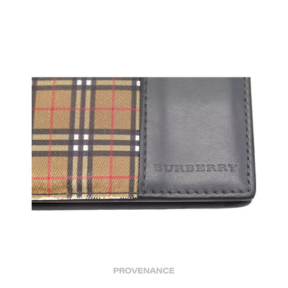 🔴 Burberry Bifold Wallet - Micro Nova Check Grey Leather