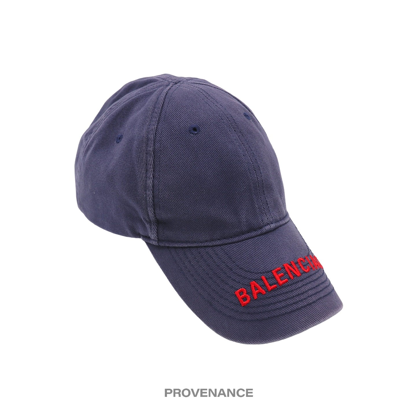 🔴 Balenciaga Brim Embroidered Logo Cap Hat - Washed Navy