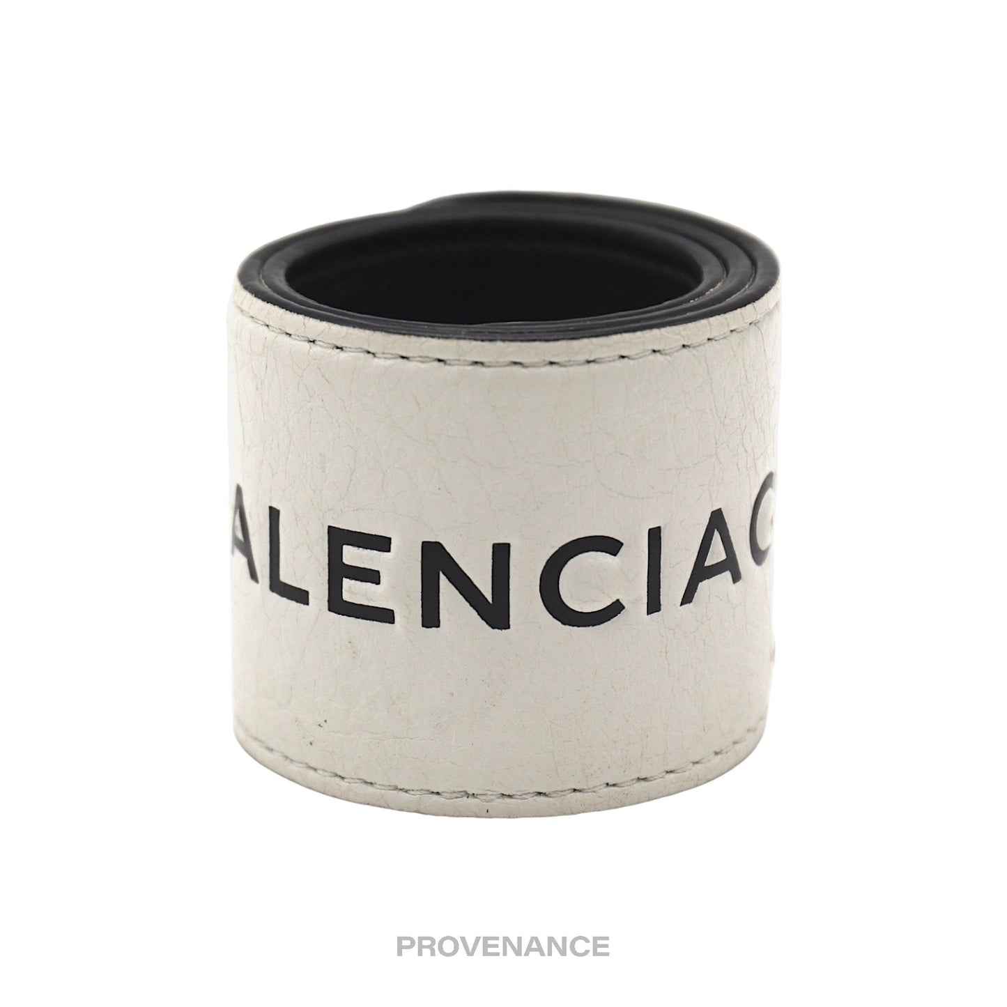 🔴 Balenciaga Logo Slap Bracelet - Black/White Leather