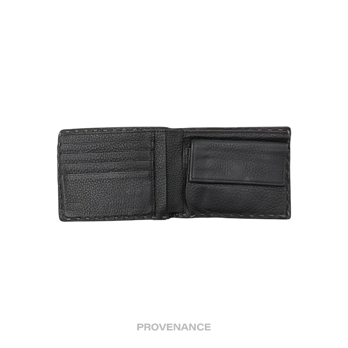 🔴 Fendi Selleria Horizontal Wallet - Charcoal Roman Leather