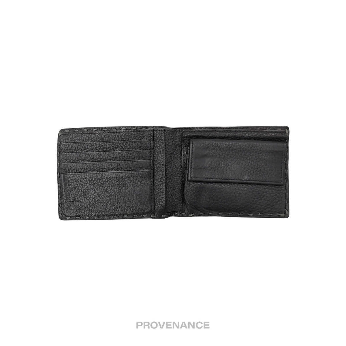 🔴 Fendi Selleria Horizontal Wallet - Charcoal Roman Leather