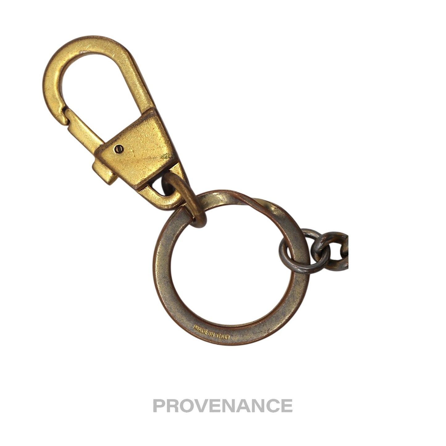 🔴 Gucci Embroidered Worldwide logo Keychain - White Leather