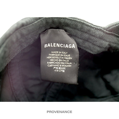 🔴 Balenciaga Embroidered Script Logo Cap - Washed Black