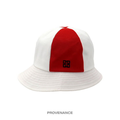 🔴 Givenchy 4G Asymmetric Bucket Hat - Red White Patchwork