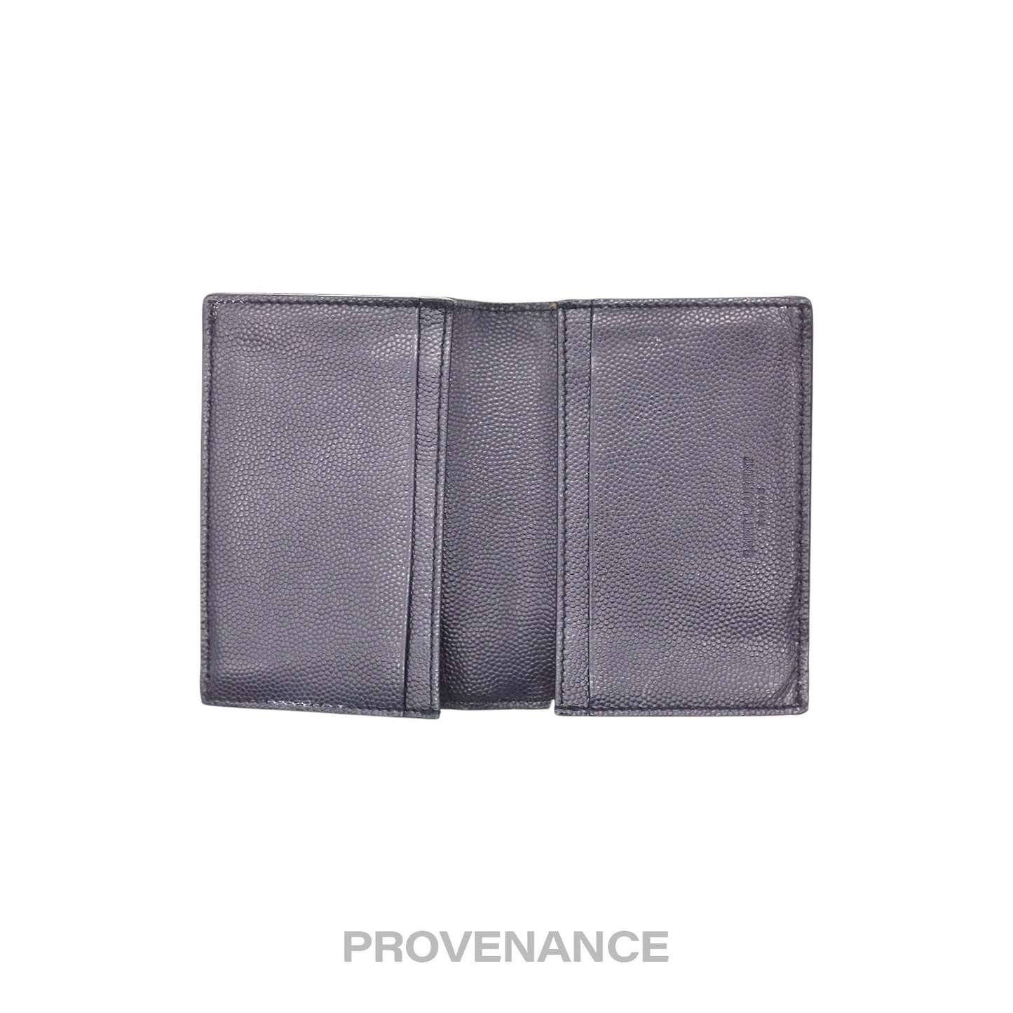 🔴 Saint Laurent Paris SLP Pocket Card Wallet - Navy Leather
