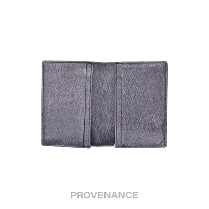 🔴 Saint Laurent Paris SLP Pocket Card Wallet - Navy Leather