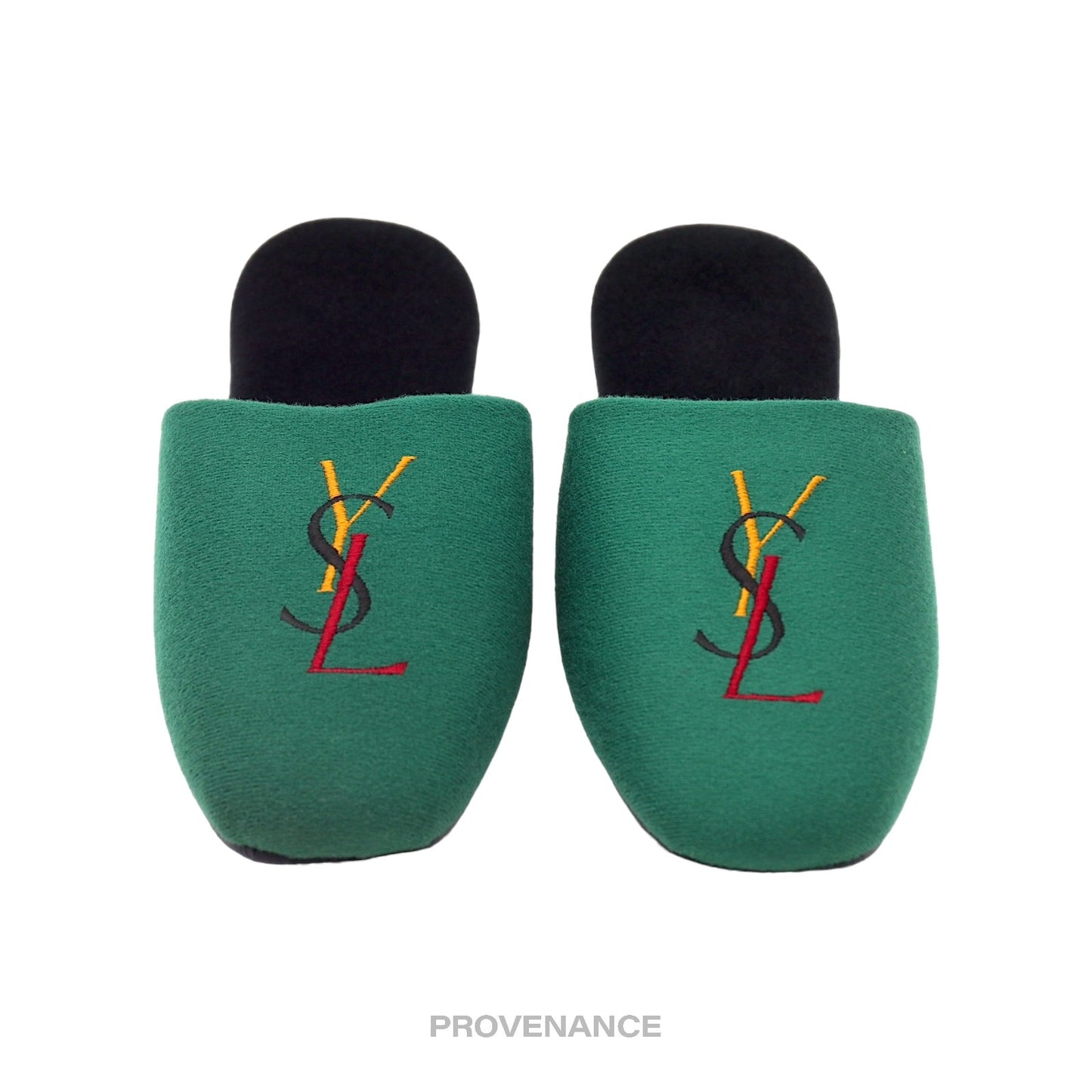 🔴 Yves Saint Laurent YSL Logo Slipper - Green Twill