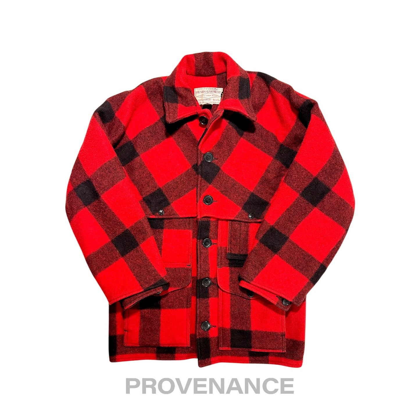 🔴 Filson Double Mackinaw Cruiser USA Wool Red Plaid 38 S