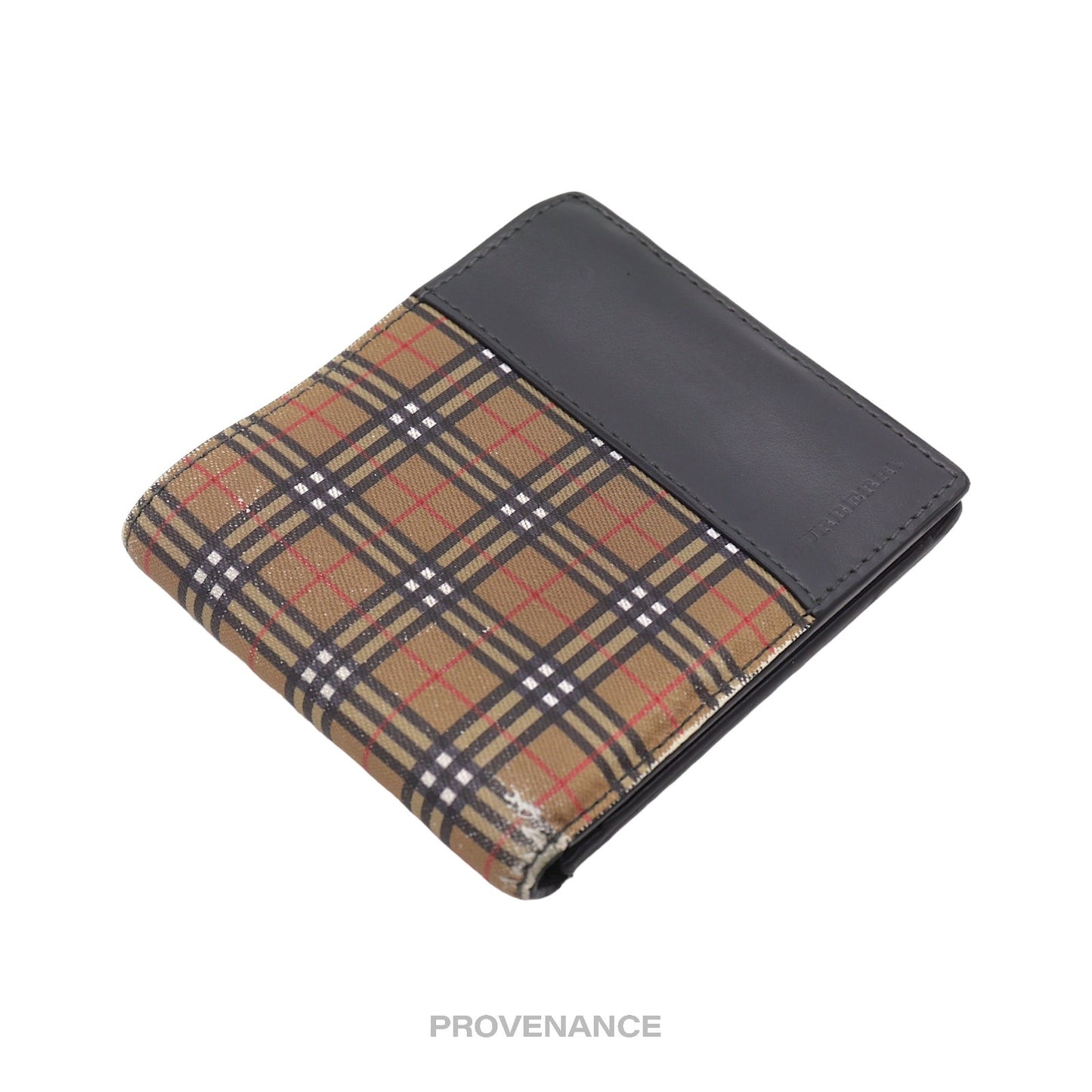 🔴 Burberry Bifold Wallet - Micro Nova Check Grey Leather