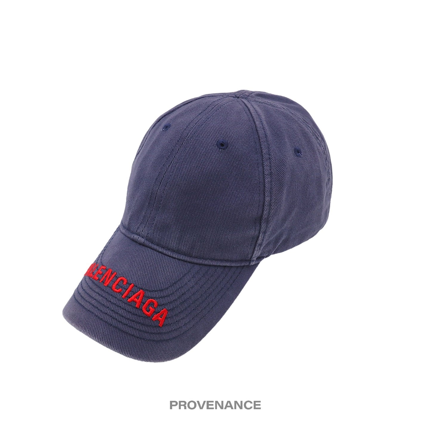 🔴 Balenciaga Brim Embroidered Logo Cap Hat - Washed Navy