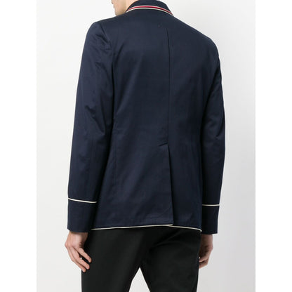 🔴 Gucci Contrast Piping Blazer Jacket Coat - Navy Blue 46