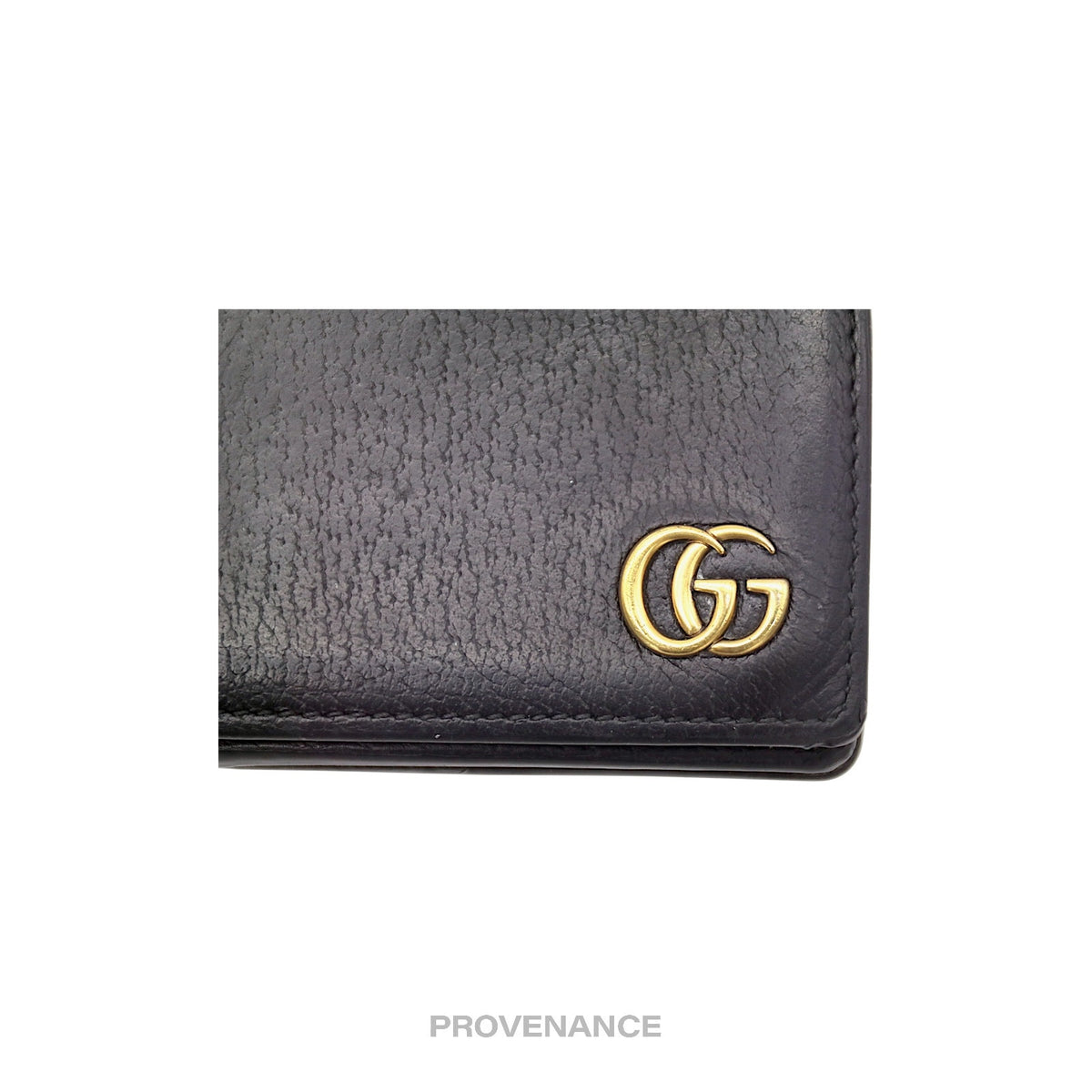 🔴 Gucci GG Marmont Snap Bifold Wallet - Black Leather
