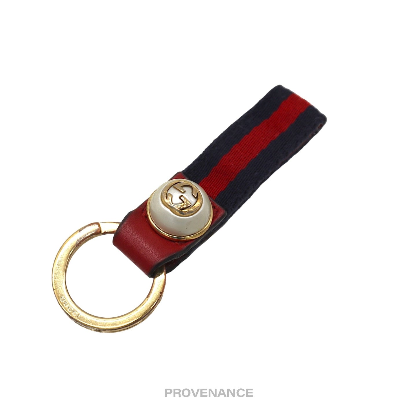 🔴 Gucci Logo GG Keychain -  Signature Web Red/Navy