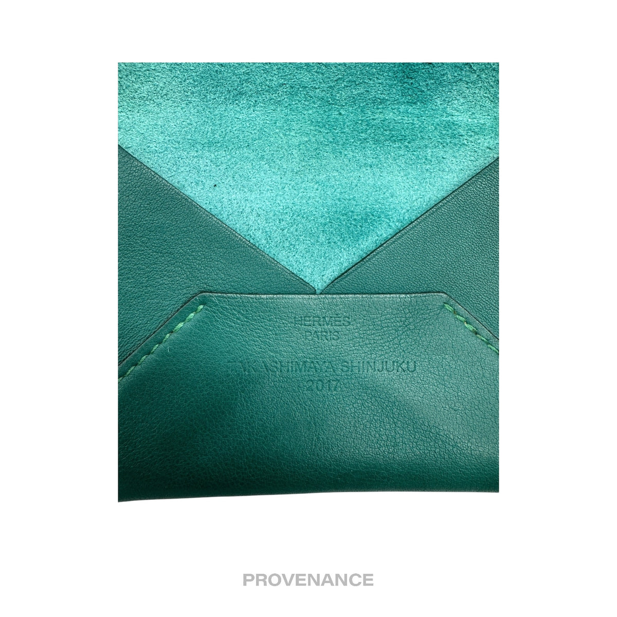 🔴 Hermes Envelope PM Card Case - Teal Swift Leather