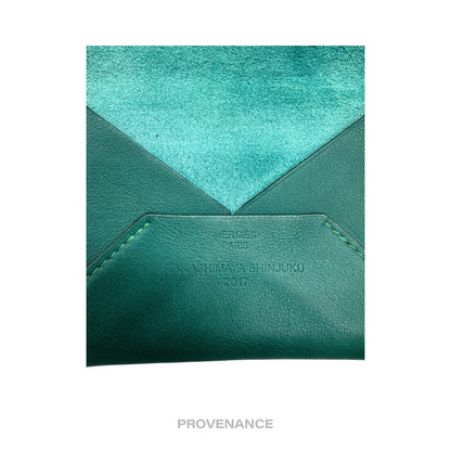 🔴 Hermes Envelope PM Card Case - Teal Swift Leather