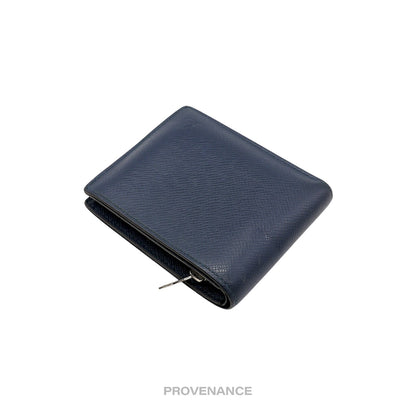 🔴 Louis Vuitton Amerigo Wallet - Navy Blue Taiga Leather