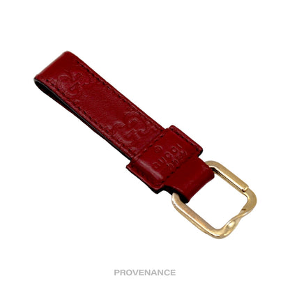 🔴 Gucci Keychain - Red GG Guccissima Leather Gold