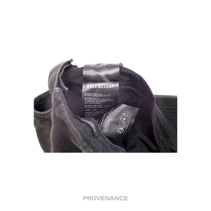 🔴 Balenciaga Embroidered Logo BB Lazer Destroyed Cap Black