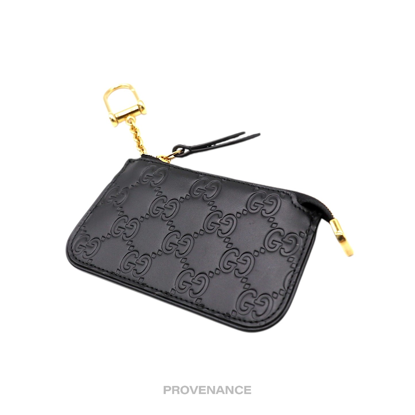 🔴 Gucci Key Pouch Cles - Black GG Guccissima Leather
