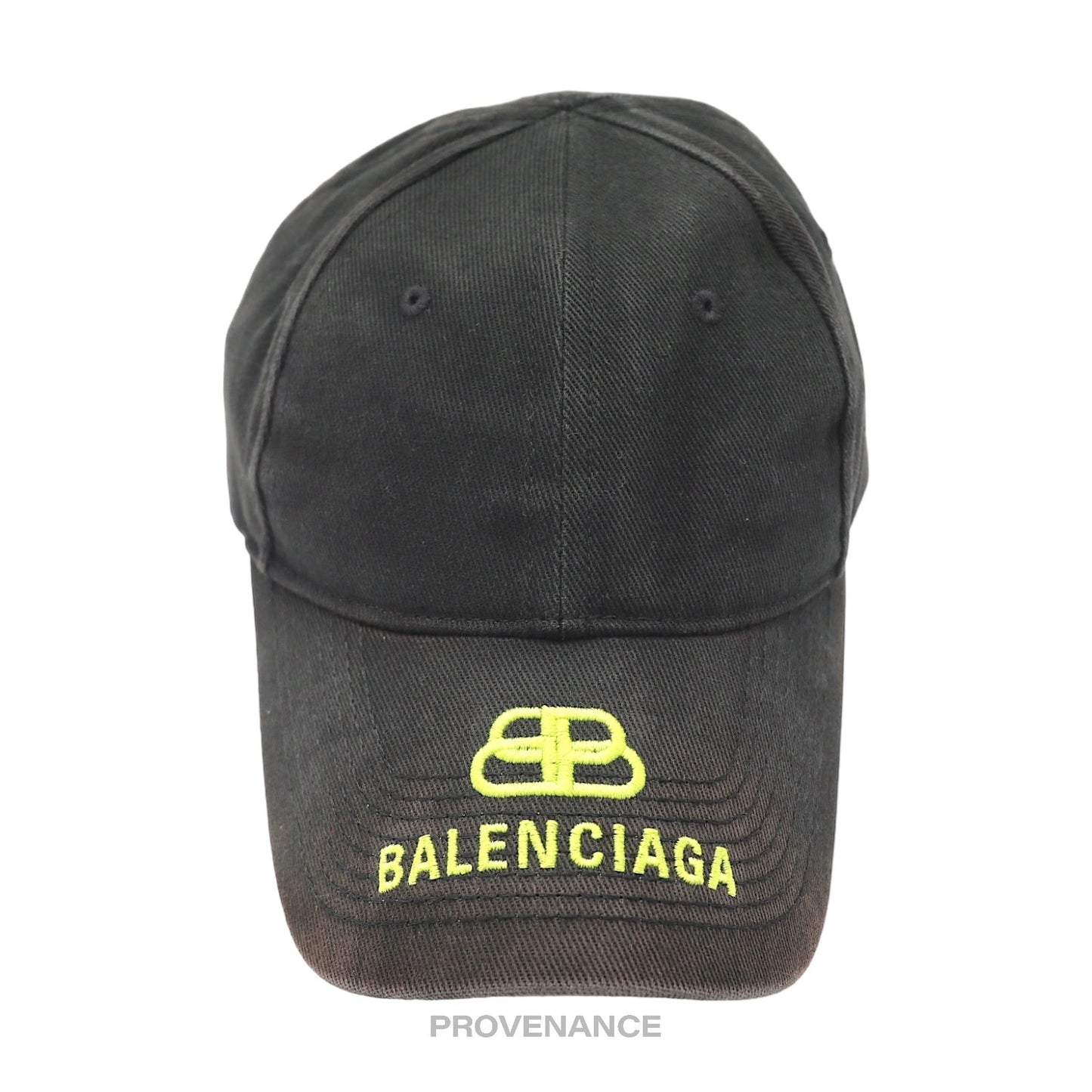 🔴 Balenciaga BB Embroidered Logo Cap - Washed Black Yellow