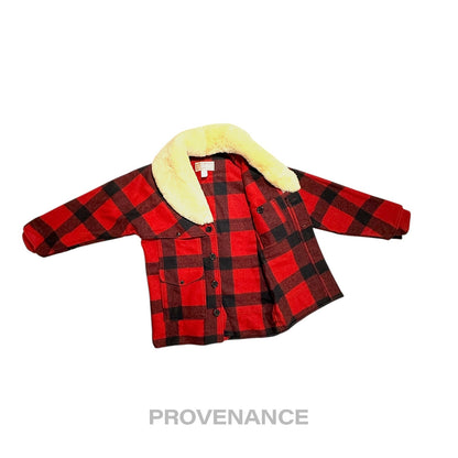 🔴 Filson Mackinaw Wool Packer Coat Red Black Plaid 38 S
