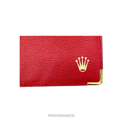 🔴 Rolex Card Holder Wallet - Red Leather