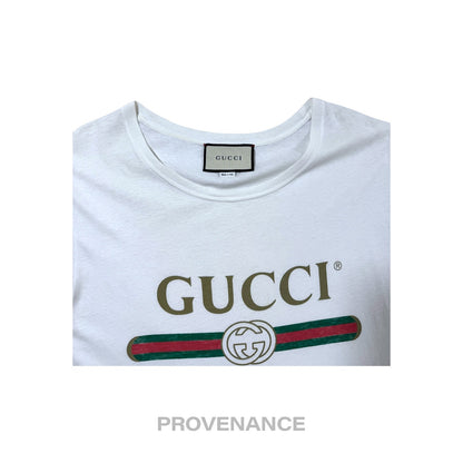 🔴 Gucci GG Signature Web Vintage Logo T-Shirt - White S