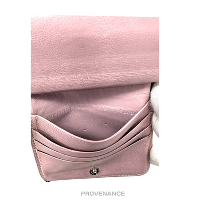 🔴 Balenciaga Logo Snap Wallet - Powder Pink Leather